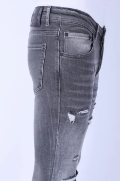 Stonewashed Mannen Jeans - Slim Fit -1093- Grijs