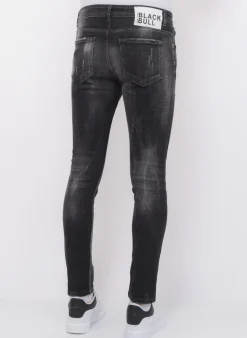 Stonewashed Mannen Jeans - Slim Fit -1085- Zwart