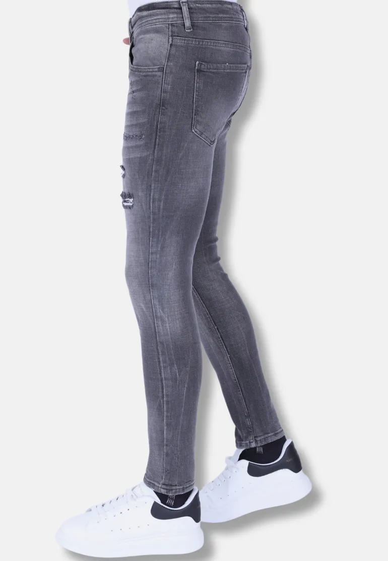 Stonewashed Mannen Jeans - Slim Fit -1093- Grijs