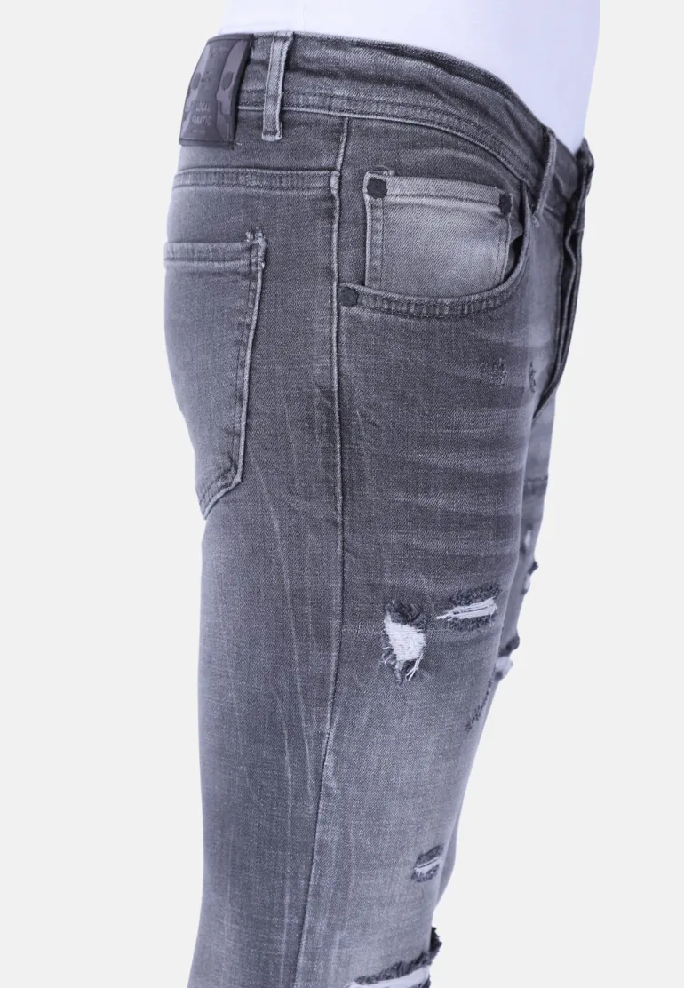 Stonewashed Mannen Jeans - Slim Fit -1093- Grijs