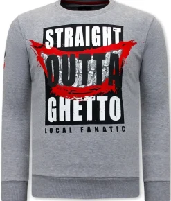 Sweater Heren - Straight Outta Ghetto - Grijs