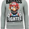 Sweater Heren - Badass Fighter - Grijs