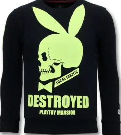 Sweater Heren - Destroyed Playtoy - Blauw