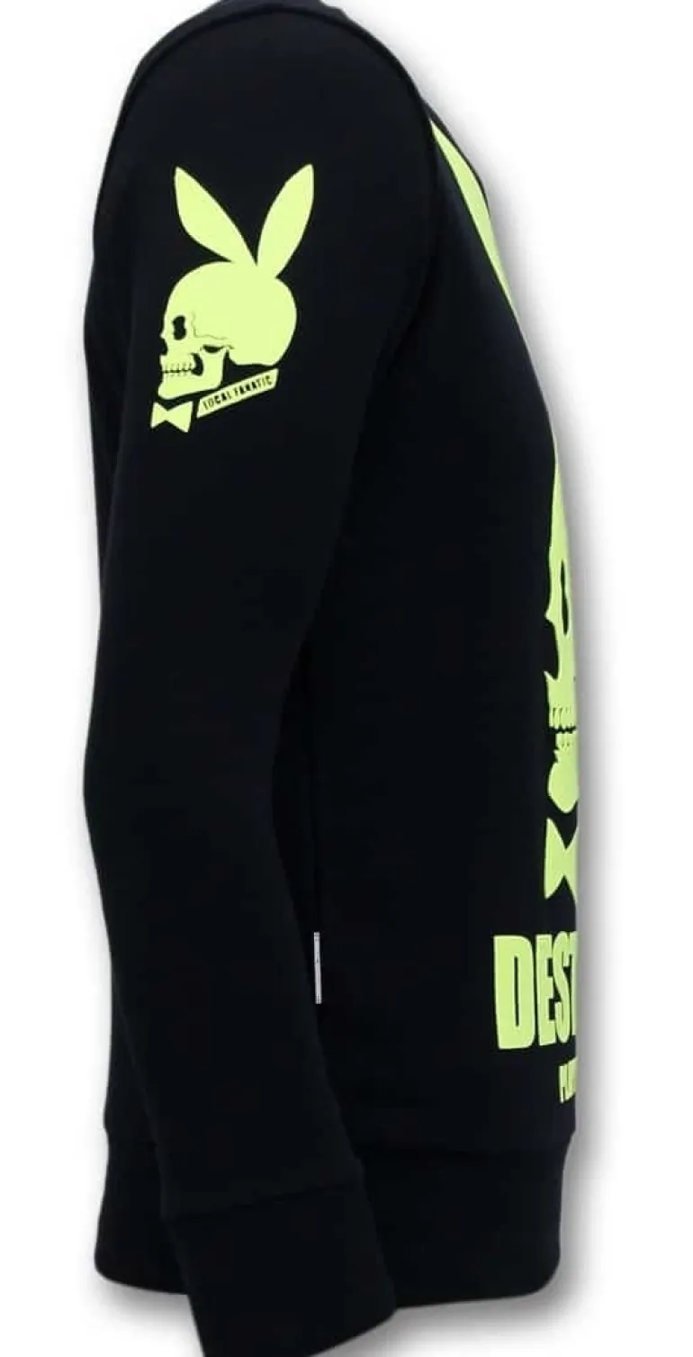 Sweater Heren - Destroyed Playtoy - Blauw