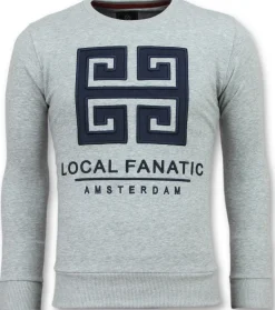 Sweater Heren - Greek Key Border - Grijs