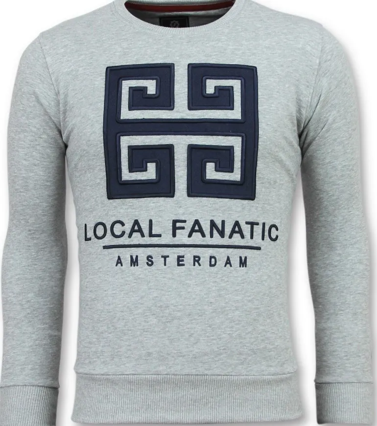 Sweater Heren - Greek Key Border - Grijs