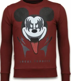 Sweater Heren - Kiss My Mickey - Bordeaux