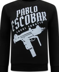 Sweater Heren - Pablo Escobar Uzi - Grijs / Zwart