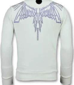 Sweater Heren - Rhinestone Eagle - Wit