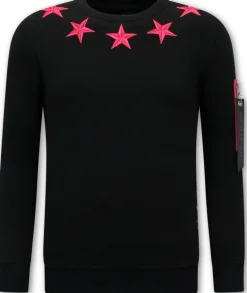 Sweater Heren - Royal Stars - Zwart / Roze