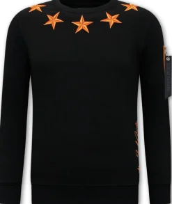 Sweater Heren - Royal Stars - Zwart / Oranje