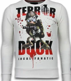 Sweater Heren - Terror Duck - Wit