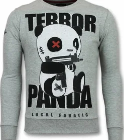 Sweater Heren - Terror Panda - Grijs