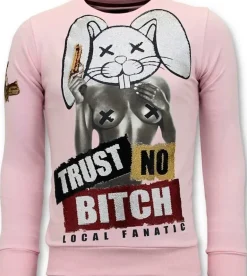 Sweater Heren - Trust No Bitch - Roze