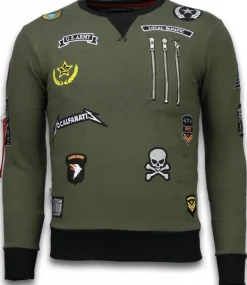 Sweater Heren Borduur - Airborne - Groen