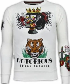 Sweater Heren Borduur - Notorious Tattoo - Wit