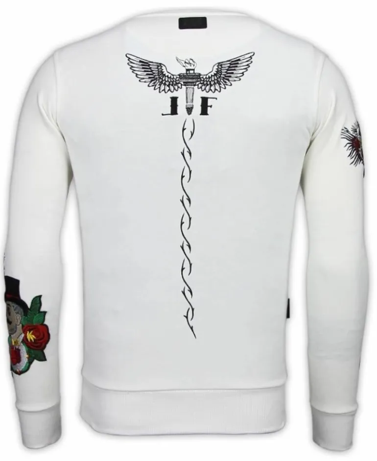 Sweater Heren Borduur - Notorious Tattoo - Wit