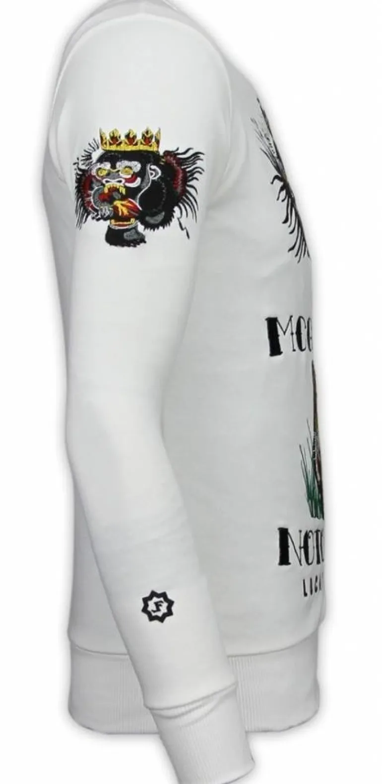 Sweater Heren Borduur - Notorious Tattoo - Wit