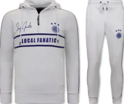 Trainingspak Heren - Double Striped - Wit / Blauw