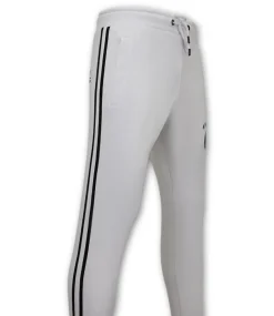 Trainingspak Heren - Double Striped - Wit / Zwart