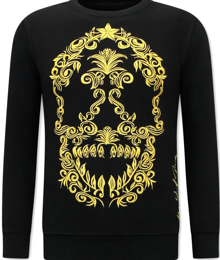 Trainingspak Heren - Golden Skull Embroidery - Zwart