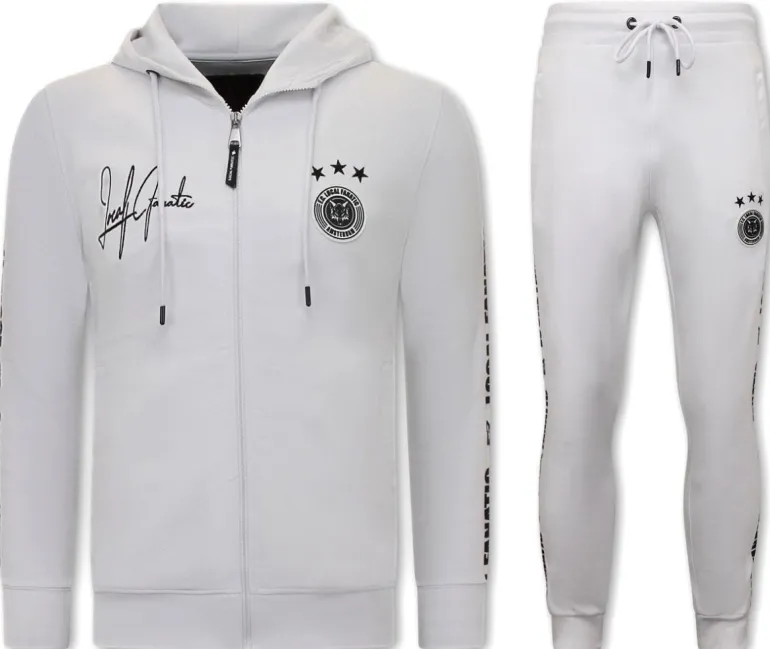 Trainingspak Heren - Hooded Ribbon - Wit / Zwart