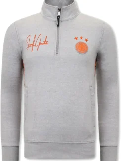 Trainingspak Heren - Hoodless Half Zipper - Grijs / Oranje