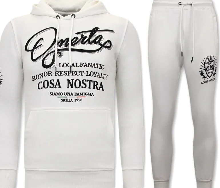 Trainingspak Heren - Omerta, Cosa Nostra - Wit