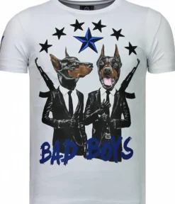 T-shirt Heren - Bad Boys Pinscher - Wit