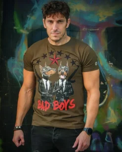 T-shirt Heren - Bad Boys Pinscher - Groen