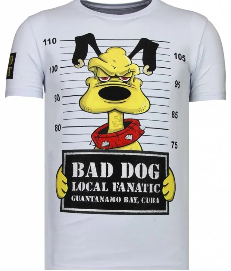 T-shirt Heren - Bad Dog - Wit