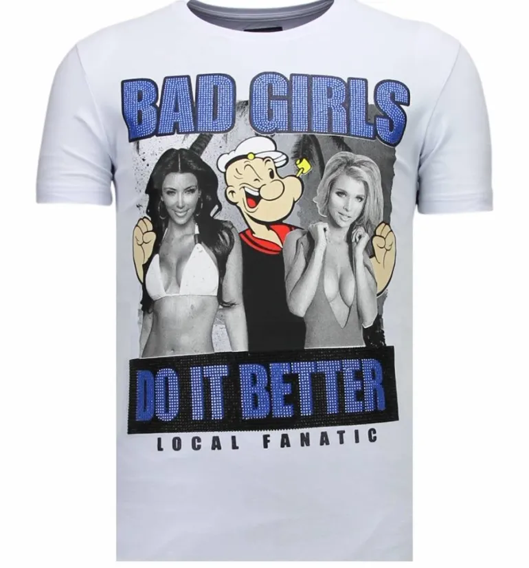 T-shirt Heren - Bad Girls Do It Better - Wit