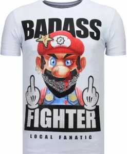 T-shirt Heren - Badass Fighter - Wit