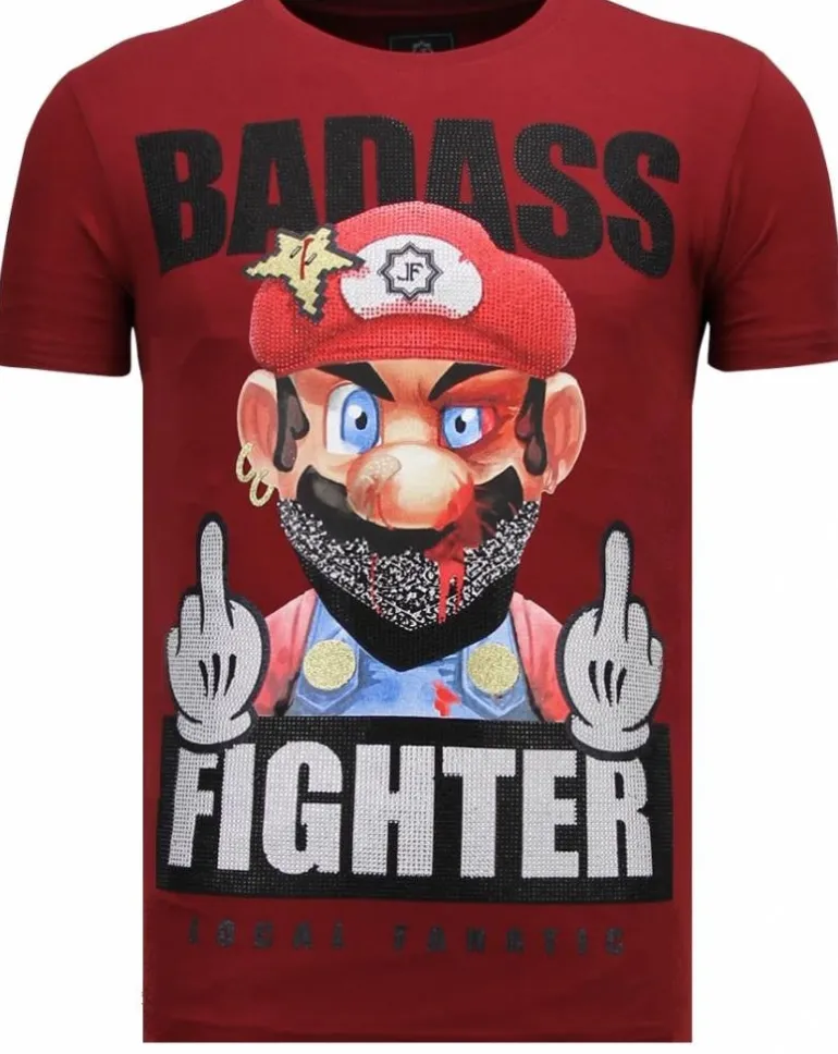 T-shirt Heren - Badass Fighter - Bordeaux
