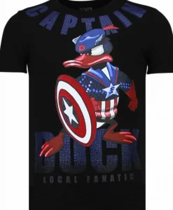 T-shirt Heren - Captain Duck - Zwart