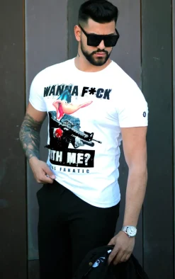 T-shirt Heren - Daffy Montana - Wit