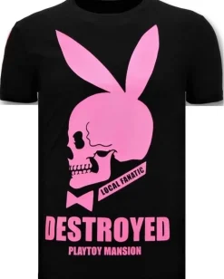 T-shirt Heren - Destroyed Playtoy - Zwart