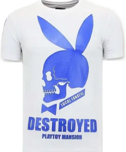 T-shirt Heren - Destroyed Playtoy - Wit