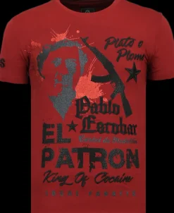 T-shirt Heren - El Patron Pablo Escobar - Bordeaux