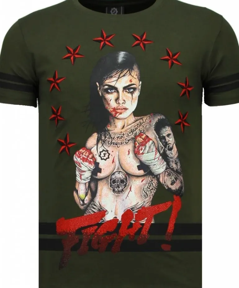 T-shirt Heren - Fighter! - Groen