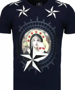 T-shirt Heren - Holy Mary - Blauw