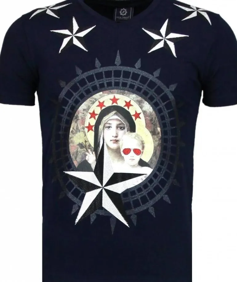 T-shirt Heren - Holy Mary - Blauw