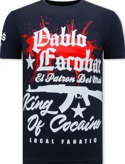 T-shirt Heren - King Pablo Escobar - Blauw