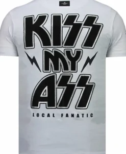 T-shirt Heren - Kiss My Mickey - Wit
