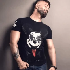 T-shirt Heren - Kiss My Mickey - Zwart