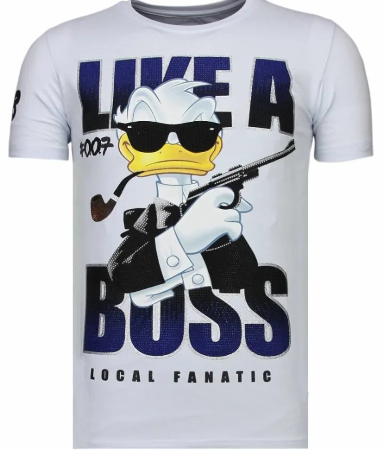 T-shirt Heren - Like A Boss - Wit