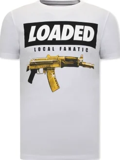 T-shirt Heren - Loaded Gun - Wit