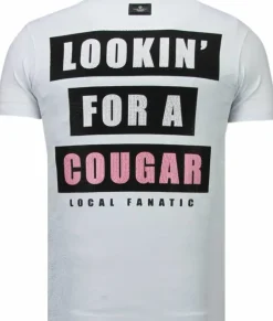 T-shirt Heren - Lookin' For A Cougar - Wit