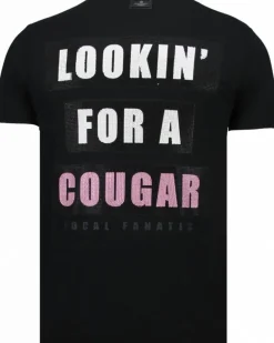T-shirt Heren - Lookin' For A Cougar - Zwart