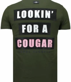 T-shirt Heren - Lookin' For A Cougar - Groen